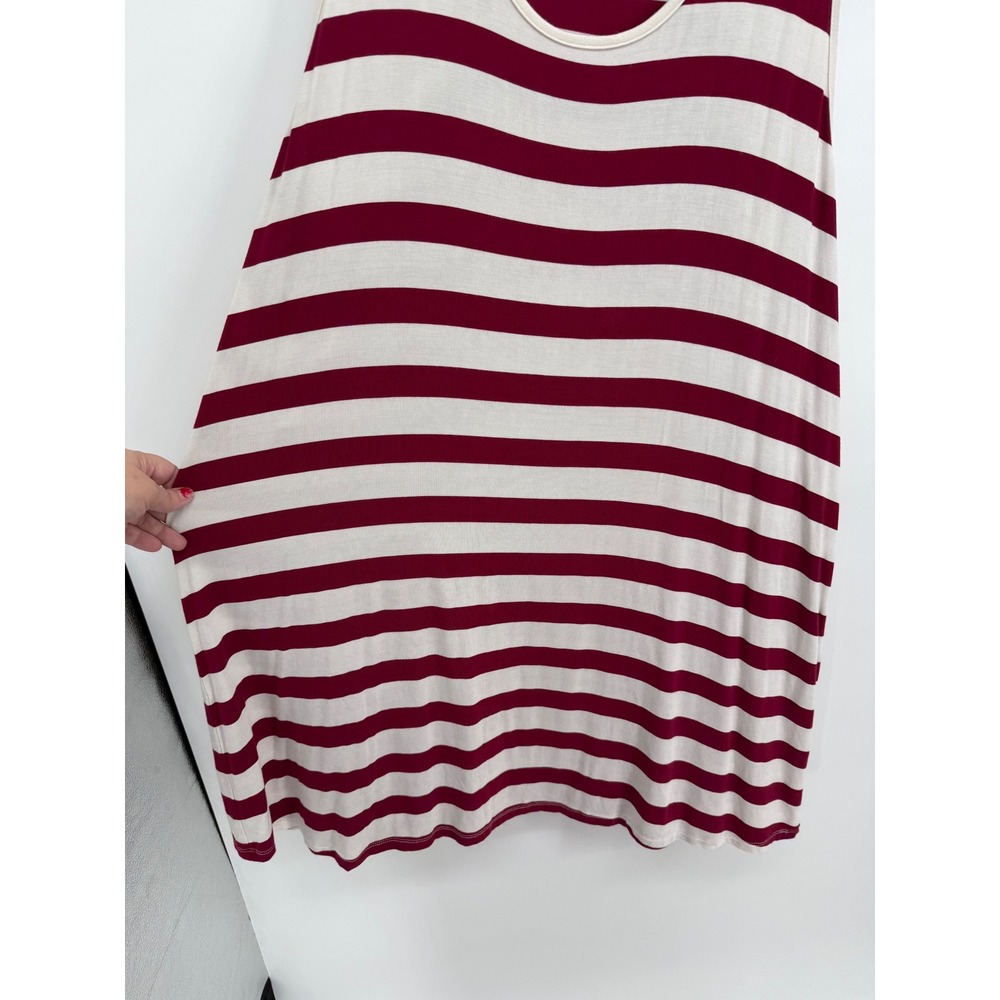 Soma Striped Sleeveless Dress Sleep Shirt Women XXL Burgundy Cream Racerback - Picture 2 of 8